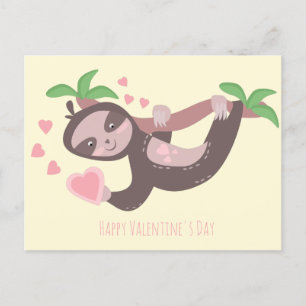Carte Postale Illustration des Coeurs de la Sloth Heureuse Saint