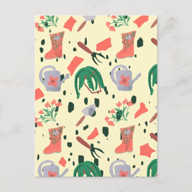 Carte Postale Illustration des Doodles du jardin de printemps (Devant)