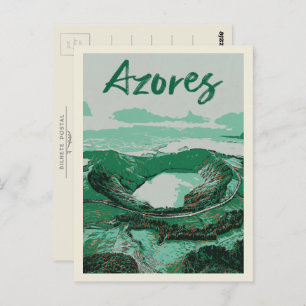 Carte Postale Illustration des îles Açores Lacs volcaniques