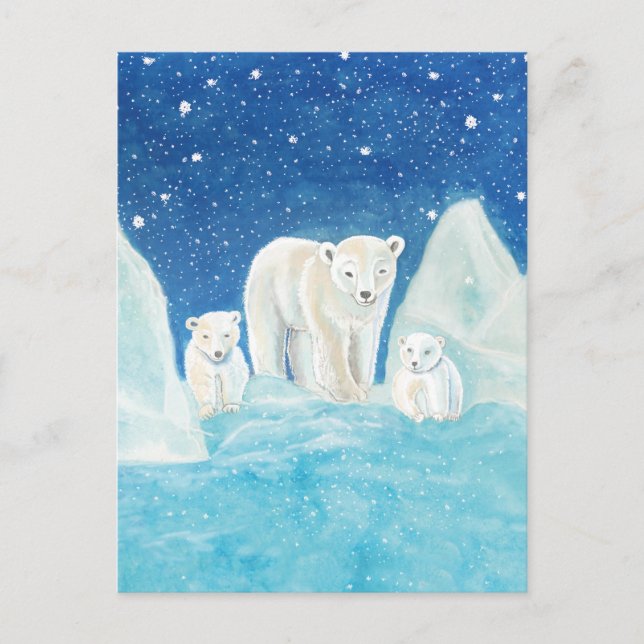 Carte Postale Illustration des ours polaires (Devant)