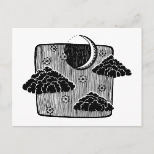 Carte Postale Illustration dessinée à la main du ciel nocturne a