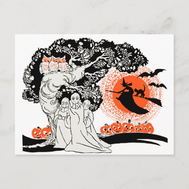 Carte Postale Illustration d'Halloween vintage (Devant)