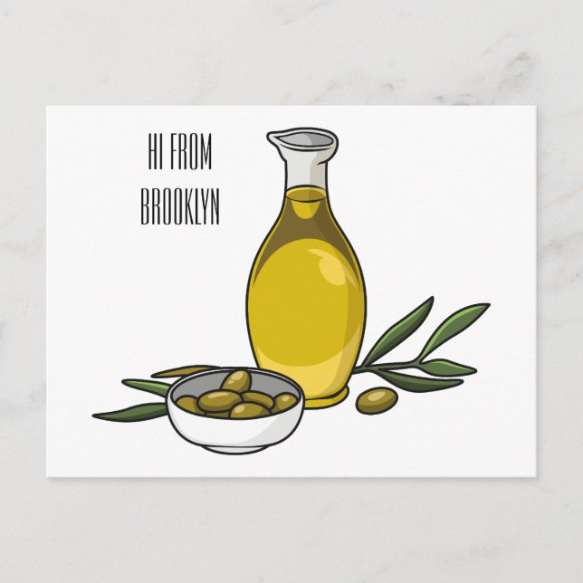Carte Postale Illustration d'huile d'olive (Devant)