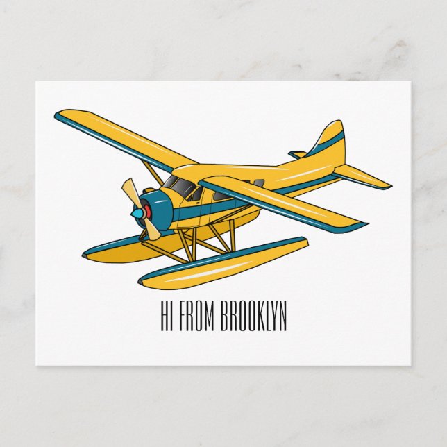 Carte Postale Illustration d'hydravion (Devant)