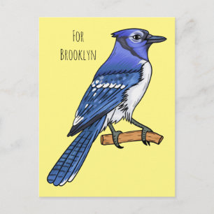 Carte Postale Illustration d'oiseau de jay bleu