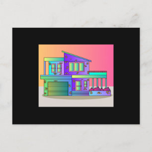 Carte Postale Illustration Dream House Villa Effects