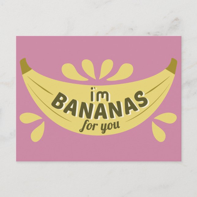 Carte Postale Illustration drôle de banane Je suis banane pour v (Devant)