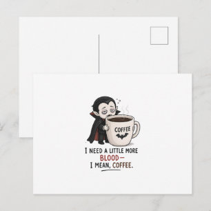 Carte Postale Illustration drôle de café de vampire Halloween
