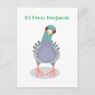 Carte Postale Illustration drôle de pigeon curieux