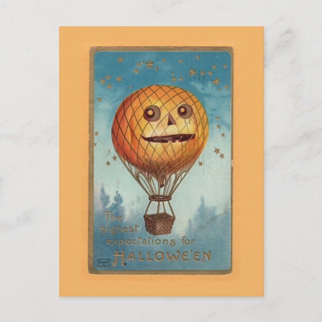 Carte Postale Illustration drôle d'Halloween vintage (Devant)