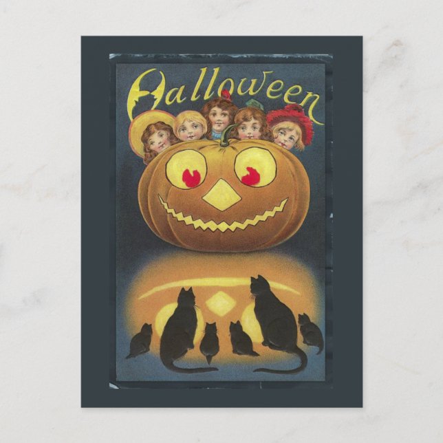 Carte Postale Illustration drôle d'Halloween vintage (Devant)