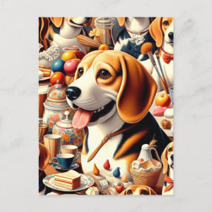 Carte Postale Illustration du Beagle rétro