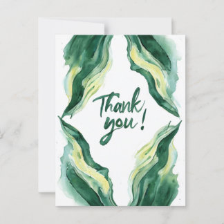 Carte Postale Illustration du cadre feuille Merci aquarelle