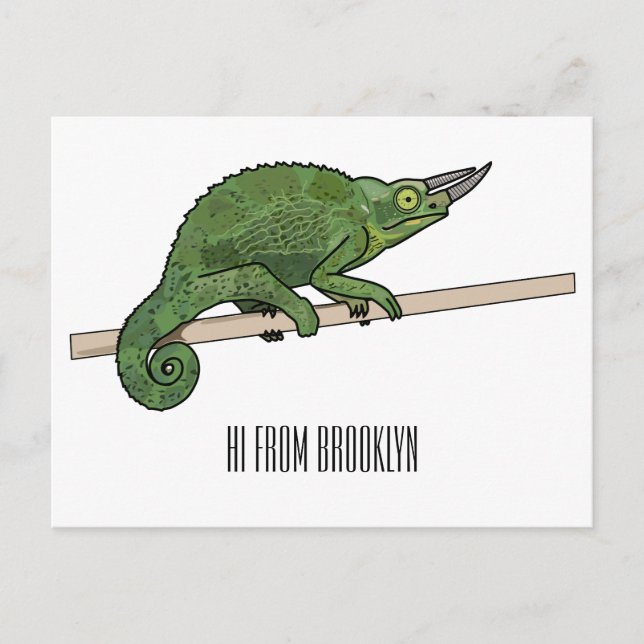 Carte Postale Illustration du caméléon de Jackson (Devant)