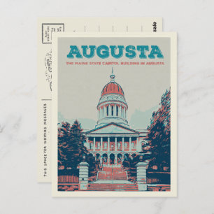 Carte Postale Illustration du capitole d'État Augusta Maine