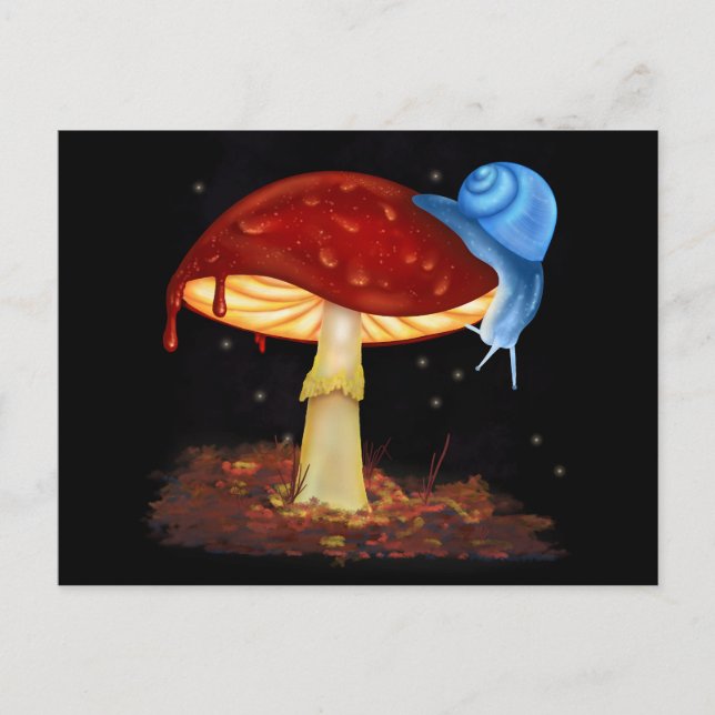 Carte Postale Illustration du champignon rouge de l'escargot ble (Devant)
