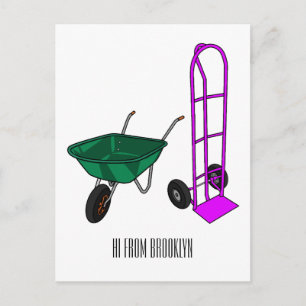 Carte Postale Illustration du chariot à roues et du chariot à ma