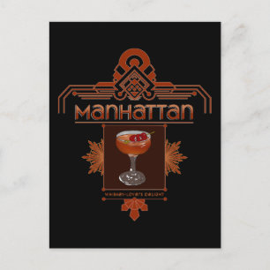 Carte Postale Illustration du cocktail Retro Manhattan