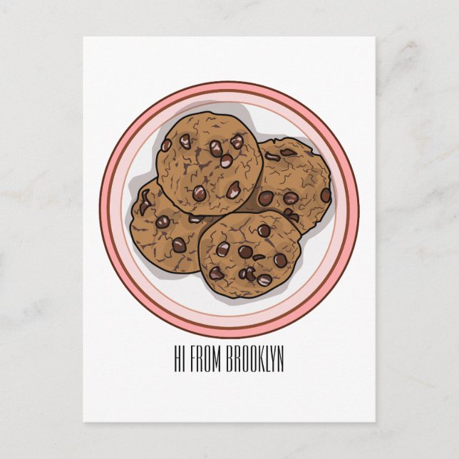 Carte Postale Illustration du cookie de puce à chocolat (Devant)