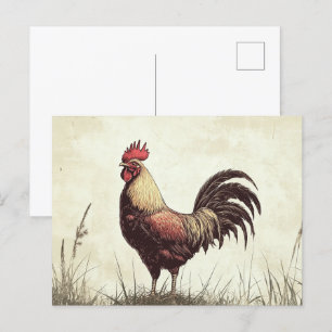 Carte Postale Illustration du coq ton Vintage