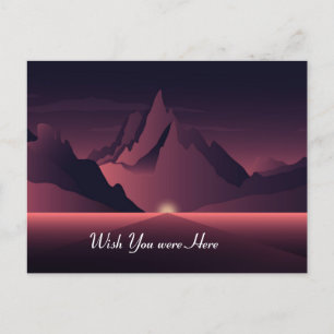 Carte Postale Illustration du coucher de soleil sur une montagne