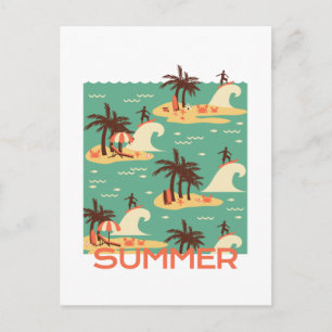 Carte Postale Illustration du dessin animé surf