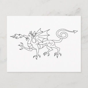 Carte Postale Illustration du dragon à respiration par le feu