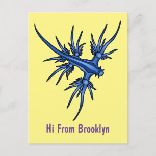 Carte Postale Illustration du dragon bleu des limaces de mer