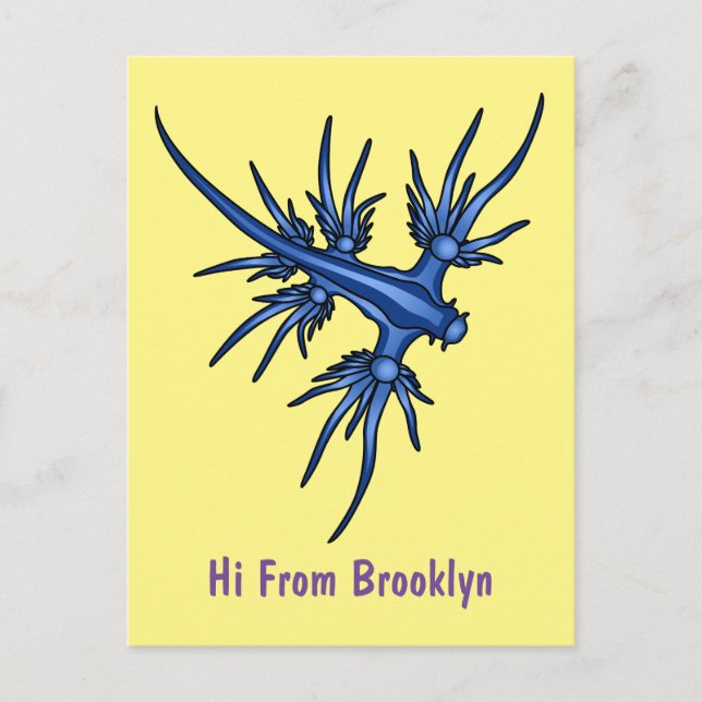 Carte Postale Illustration du dragon bleu des limaces de mer (Devant)