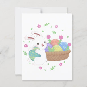 Carte Postale Illustration du lapin de Pâques mignon