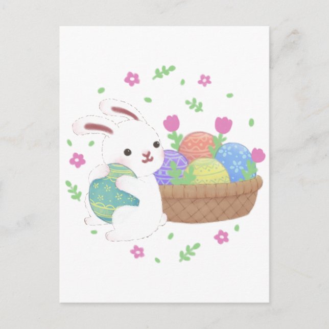 Carte Postale Illustration du lapin de Pâques mignon (Devant)