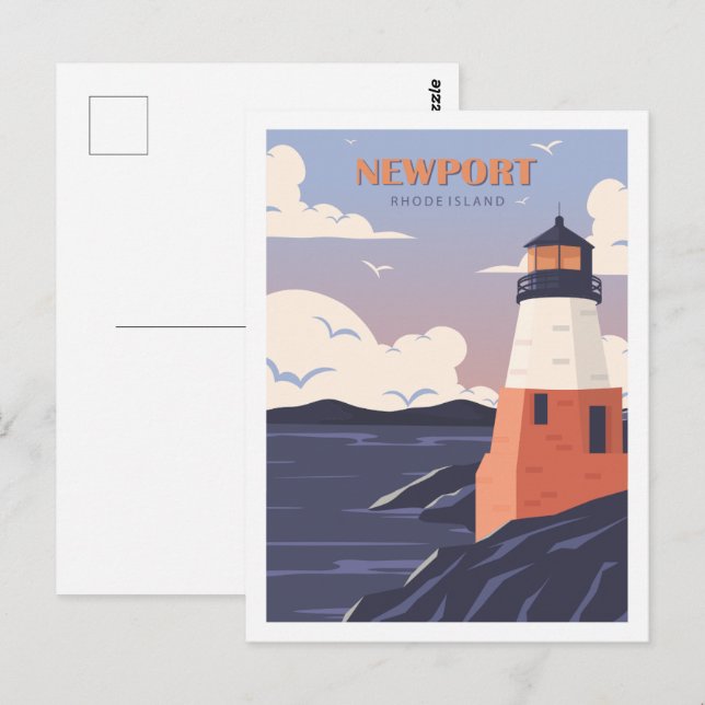 Carte Postale Illustration du lieu de voyage de Newport Rhode Is (Devant / Derrière)