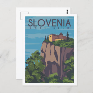Carte Postale Illustration du lieu de voyage de Slovénie Lake Bl