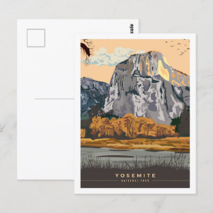 Carte Postale Illustration du lieu de voyage Yosemite Californie