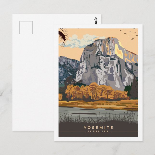 Carte Postale Illustration du lieu de voyage Yosemite Californie (Devant / Derrière)