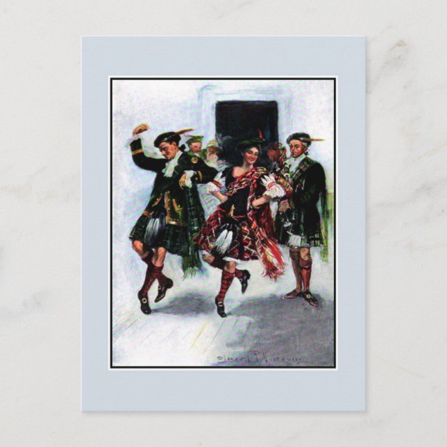 Carte Postale Illustration du livre de danse écossais kilt (Devant)