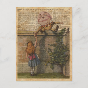 Carte Postale Illustration du livre Vintage Humpty Dumpty & Alic