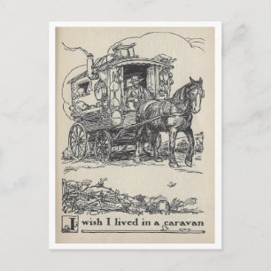 Carte Postale Illustration du livre vintage Voyage nomade