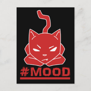 Carte Postale Illustration du logo rouge du chat #MOOD