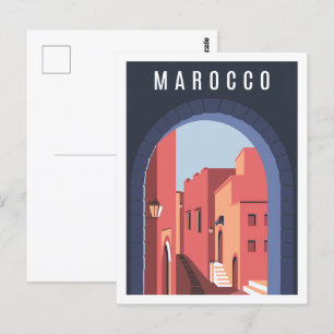 Carte Postale Illustration du Marocco célèbre lieu de voyage