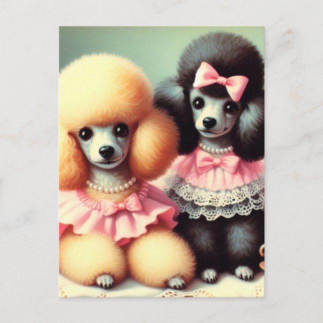 Carte Postale Illustration du mignon caniche (Devant)