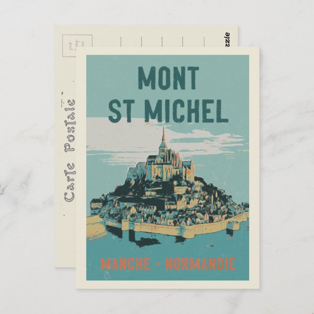 Carte Postale Illustration du Mont Saint Michel France (Devant / Derrière)
