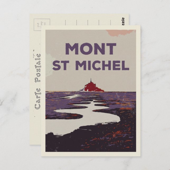 Carte Postale Illustration du Mont Saint Michel France (Devant / Derrière)
