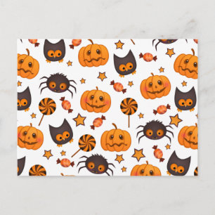 Carte Postale Illustration du Motif d'Halloween mignon