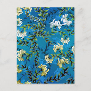 Carte Postale Illustration du motif Floral bleu vintage