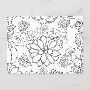 Carte Postale Illustration du motif floral colorant 