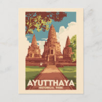 Illustration du parc historique d'Ayutthaya, art d