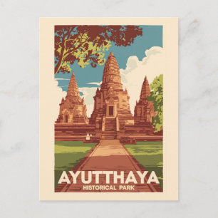Carte Postale Illustration du parc historique d'Ayutthaya Art de