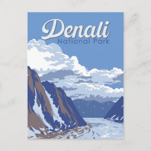 Carte Postale Illustration du parc national de Denali Voyage Vin
