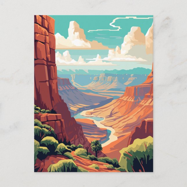 Carte Postale Illustration du parc national du Grand Canyon (Devant)